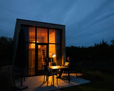 brown wooden framed glass window