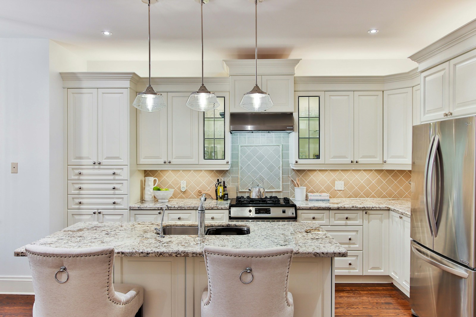 white and black kitchen counter